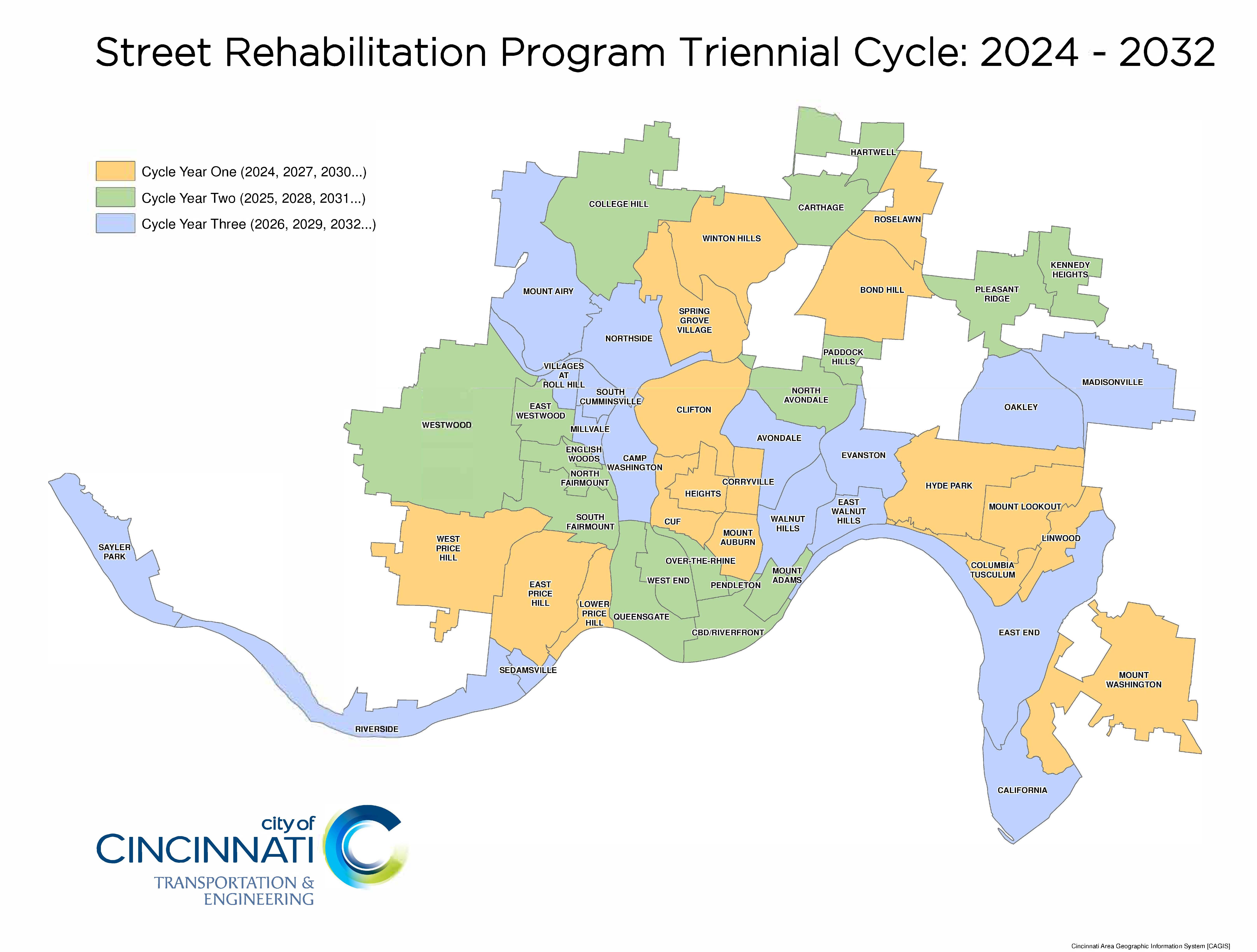 Street Rehab Map 3-Year Cycle
